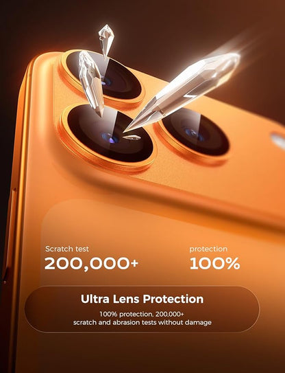 MAGIC JOHN 2 Pack Camera Lens Protector for iPhone 17 Pro Max, Full Coverage, Metal Aluminum Alloy Camera Lens Film, HD Clear, Scratch Resistant, Case-Friendly, Orange