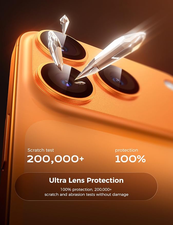 MAGIC JOHN 2 Pack Camera Lens Protector for iPhone 17 Pro, Full Coverage, Metal Aluminum Alloy Camera Lens Film, HD Clear, Scratch Resistant, Case-Friendly,Orange