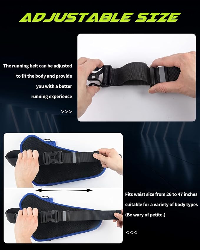 Running Belt, Waterproof Hydration Belt with Water Bottle Holder Hiking Walking Waist Pack Reflective Adjustable Fanny Pack Compatible for Phone Waistband Outdoor