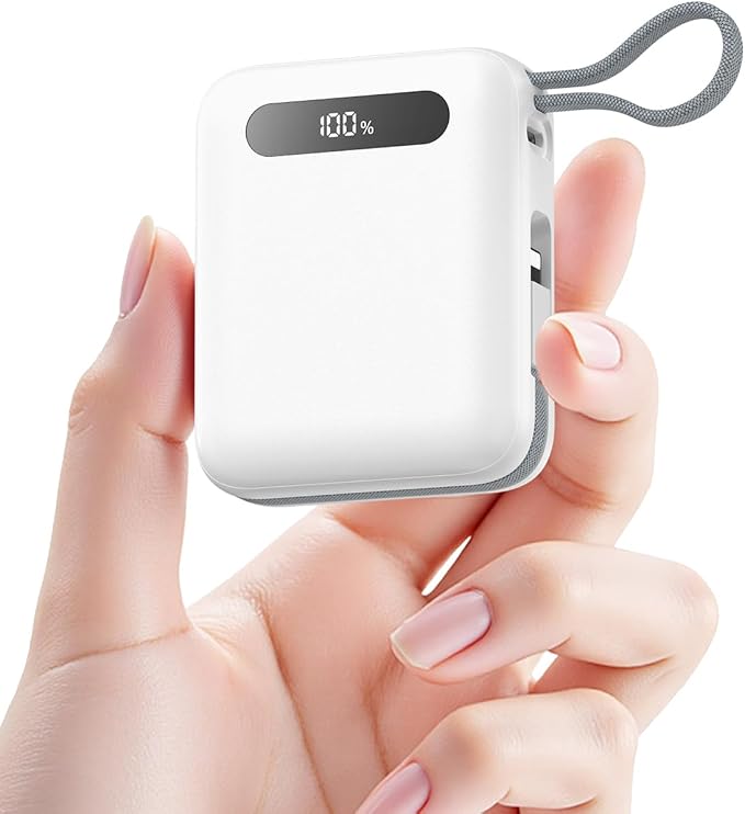 Portable Charger, Ultra Mini 10000mAh Portable Charger Power Bank with Built-in Cables, 35W Fast Charging Battery Pack, Travel Essential Compatible with iPhone 17 16 15 Samsung S22 S21 Google iPad etc