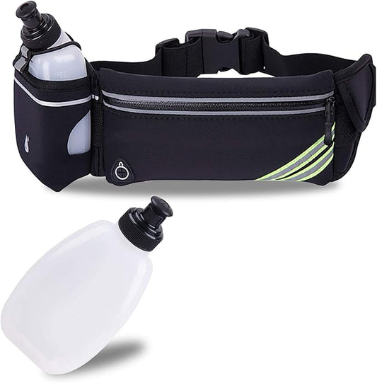 Waterproof Running Belt Water Bottle Waist Pack,Sport Pouch Fanny Pack for Men Women Runners Waist Bag,Hybration Workout Running Phone Holder for iPhone 15 14 13 12 11 Pro Max Xs Xr X 8 7 Plus Galaxy