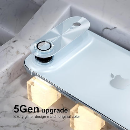 Choiche Compatible for iPhone 17 Air Camera Lens Protector, Bling Camera Cover with 9H Tempered Glass Lens Screen Protector Metal Ring Decoration Accessories 6.5-inch (Light-Sky blue)