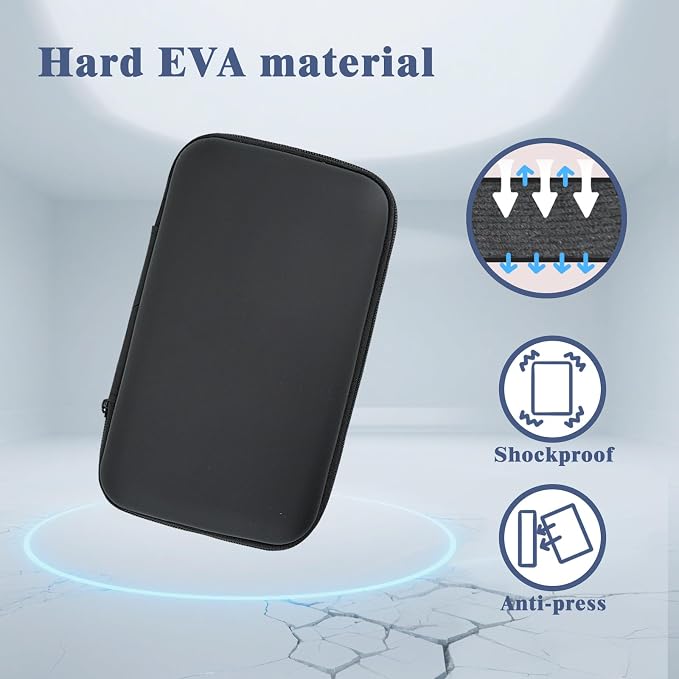 Zoyiancy Portable Cable Carrying Case, Dustproof Power Bank Protector | Sturdy Shockproof Waterproof EVA Shell, Mesh Pocket, Elastic Strap, Compact Portable Size, Fits Power Banks, Earbuds, Cables