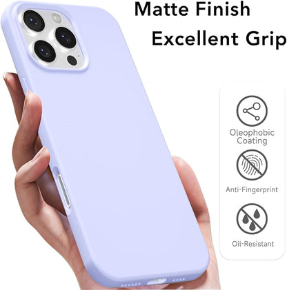 for iPhone 16 Pro Max Case Silicone Compatible with Magsafe Case, Ultra Slim Thin Magnetic Phone Cases Mag Safe, Cute Soft Rubber Gel Matte Wireless Charging Cover for Women, Purple Lavender