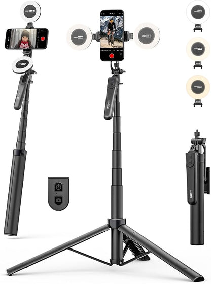 USKEYVISION 70" Multifunctional Phone Tripod for iPhone with Light, Extendable Selfie Stick with Remote for iPhone & Android 360° Rotation Phone Tripod Stand for Video Recording/Photography(UT-02)