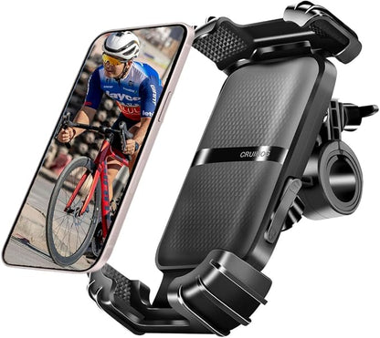 Motorcycle Phone Mount,Handlebar Phone Holder for Bike,360°Rotation,Silicone Wrapped Phone Clamp,One-Touch Quick Lock Scooter Stroller Bicycle Phone Holder,4.7- 6.8"Phones,Thick Cases Friendly