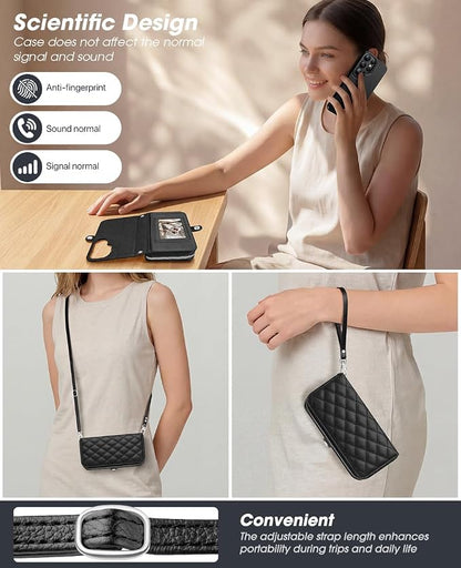 OCASE for Samsung Galaxy S26 Ultra Crossbody Detachable Wallet Case, PU Leather Handbag Phone Purse with Zipper Closure, Card Slots & RFID Blocking, Wrist Strap, Lanyard, Kickstand, Black