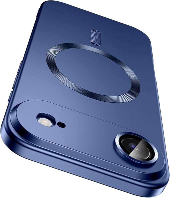 Magnetic for iPhone Air Case, Compatible with MagSafe, Built-in Camera Lens Protector, Slim Thin Soft Silicone Bumper Shockproof Metallic Luster Phone Case for iPhone 17 Air (Blue)