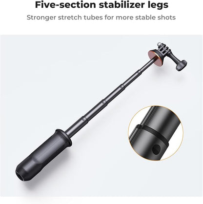 K&F CONCEPT 33.5cm/13.2" Selfie Stick Tripod, Portable Vlog Handle Grip Action Camera Selfie Stick for GoPro Hero 13/12/11/10/9/8/Max, DJI Osmo Action 5/4/3/2/1. (Black)