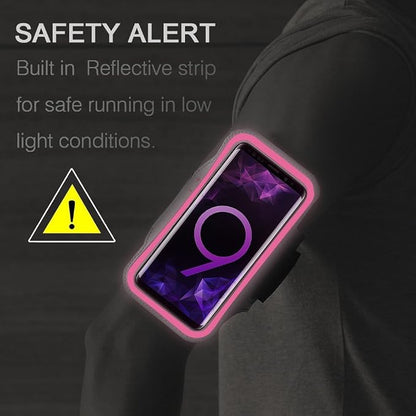 Galaxy S10+ S9+ S8+ Armband, JEMACHE Gym Running Workouts Arm Band for Samsung Galaxy S10 Plus/S9 Plus/S8 Plus with Key Holder (Rosy)