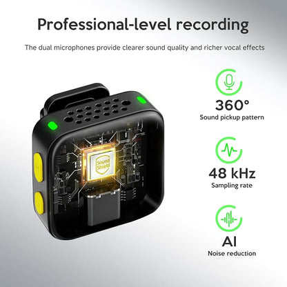 Wireless Collar-Type Microphone-Highly Noise-reducing, Plug-and-Play, 20 Hours of Battery Life, Suitable for Video Recording, Video blogs, Live Streaming-Clear Audio Quality Microphone