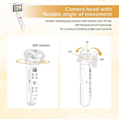 for Sony Tripod Wireless Shooting Grip with Shutter Release - Mini-Tripod with Rechargeable Remote Control for ZV-E10/ZV-E1/ZV-1/ZV-1F/RX100 VII/RX0 II/A6700/A6400/A6600/FX3/FX30, for Vlogging, White
