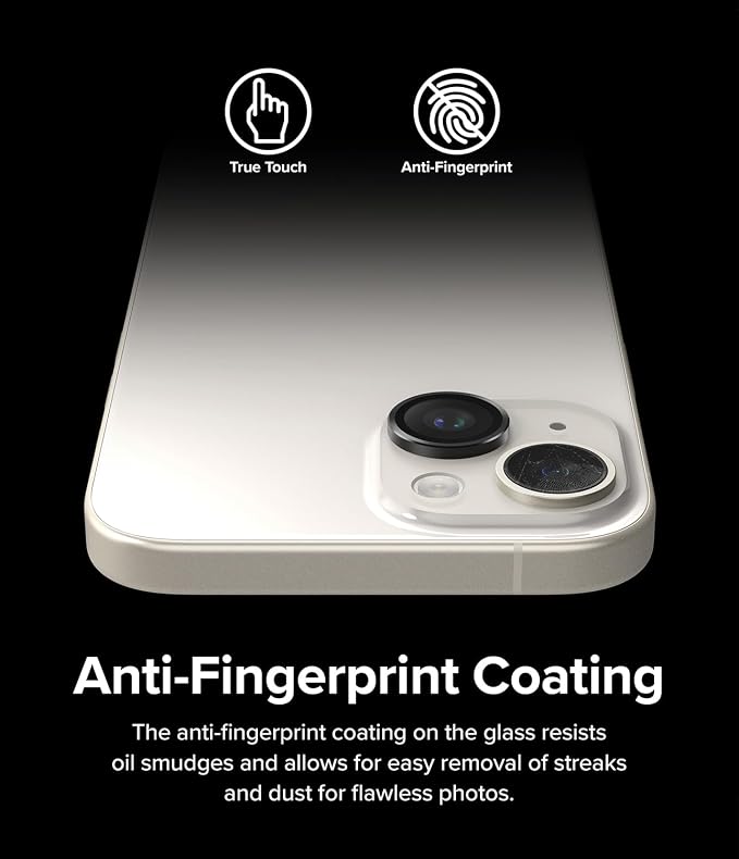 Ringke Camera Lens Frame Glass [Individual Lens Covers] Compatible with iPhone 15 Camera Lens Protector and iPhone 15 Plus Camera Lens Protector, Tempered Glass and Aluminum Alloy Frames - Black