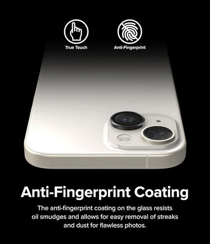 Ringke Camera Lens Frame Glass [Individual Lens Covers] Compatible with iPhone 15 Camera Lens Protector and iPhone 15 Plus Camera Lens Protector, Tempered Glass and Aluminum Alloy Frames - Black