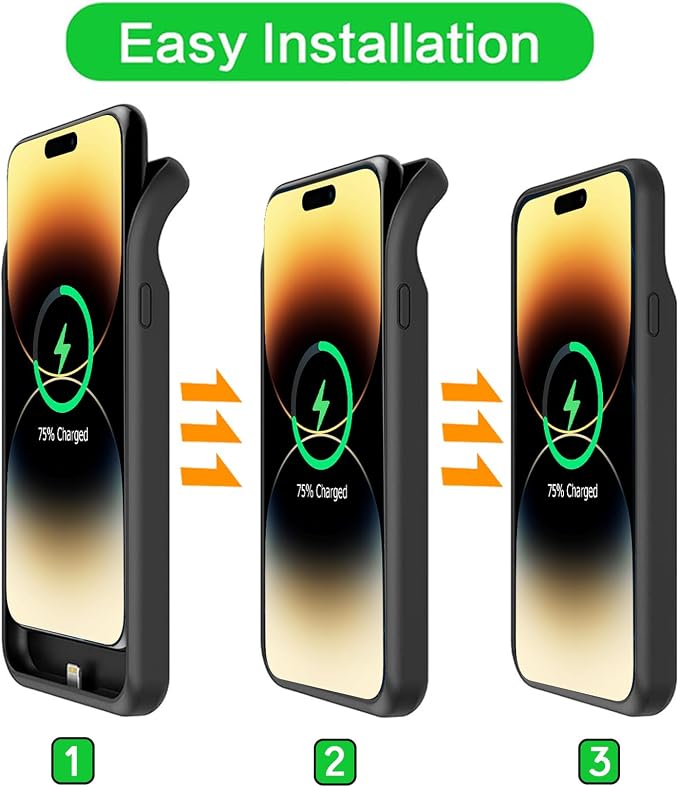 Battery Case for iPhone 14 Pro, Upgraded 10000mAh Battery Pack Rechargeable Charger Case with Carplay Wireless Charging Compatible for iPhone 14 Pro (6.1 inch) External Battery Charging Cover(Black)
