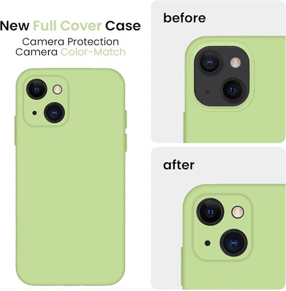 FireNova Designed for iPhone 13 Case, Silicone Upgraded [Camera Protection] Phone Case, Soft Anti-Scratch Microfiber Lining Inside, 6.1 inch, Tea Green