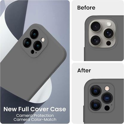 FireNova Designed for iPhone 15 Pro Case, Silicone Upgraded [Camera Protection] Phone Case, Soft Anti-Scratch Microfiber Lining Inside, 6.1 inch, Space Gray