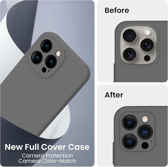 FireNova Designed for iPhone 16 Pro Case, Silicone Upgraded [Camera Protection] Phone Case, Soft Anti-Scratch Microfiber Lining Inside, 2024, Space Gray