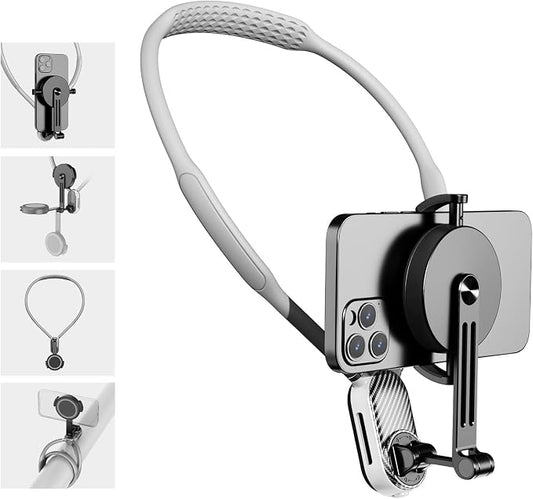 FUNSNAP Magnetic Neck Mount for Phones, POV Phone Holder Hand Free Chest Stand Video Recording Vlog for iPhone 17 16 15 14 13 Android Phones