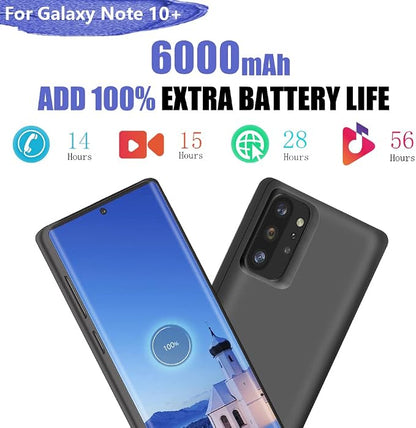 Battery Case for Samsung Galaxy Note 10+ Plus 5G, 6000mAh Rechargeable Extended Battery Charging Case, External Battery Charger Case, Add 100% Extra Juice