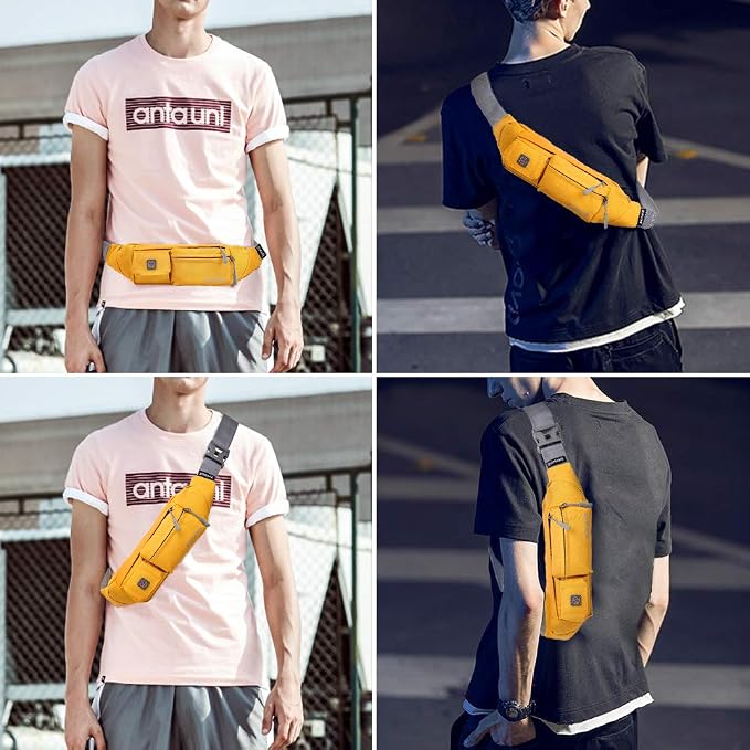 ZOMAKE Small Crossbody Fanny Pack for Women Men, Runner Belt Bag with Adjustable Strap, Water Resistant Waist Bag for Running