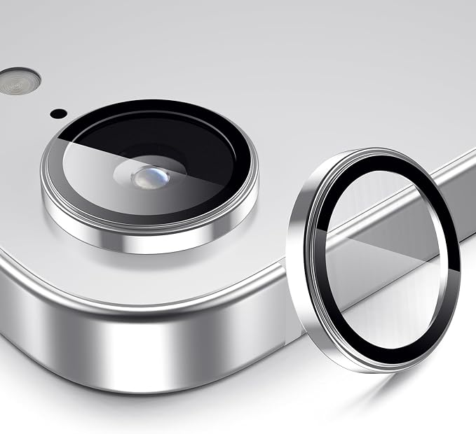 AFARER for iPhone 16e 2025 Camera Lens Protector, [9H Tempered Glass] Shatterproof, Anti Fingerprints, Ultra-Clear Camera Protector, Case Friendly, 1 Set-Silver