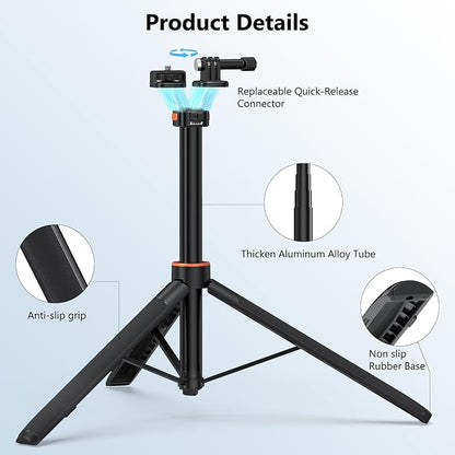 VRIG 64" OSMO Pocket 3 Selfie Stick Tripod for GoPro Camera,Extendable Tripod Stand with Quick Release 1/4" Screw for Insta360 X5/X4,DJI OSMO Action 6/5Pro/4/3,Osmo Nano,Go Pro Hero 13 12 11 10 9