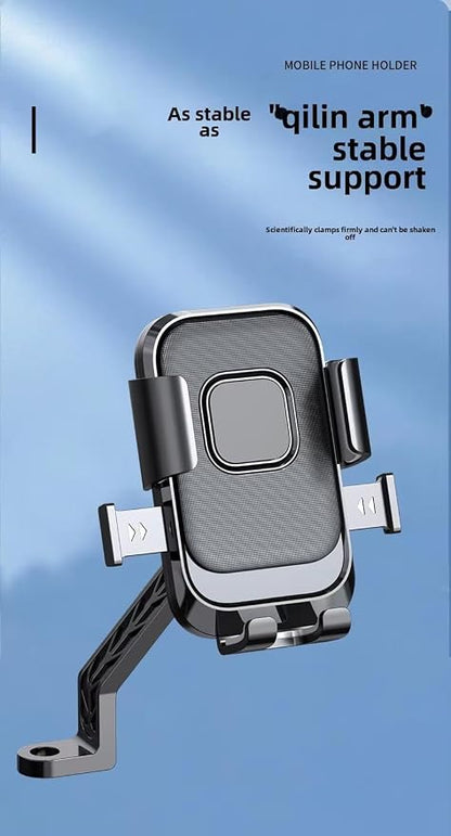 Cell Phone Stand Flexible Mobile Clip Mount Quickly Lock Bike Phone Holder Bicycle Motorcycle (Rearview Black)