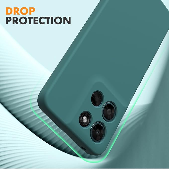for Motorola Moto G 2026/G Play 2026 Case, 2 Pack Tempered Glass Screen Protectors, Soft TPU Liquid Silicone Shockproof Gel Cover-Midnight Green