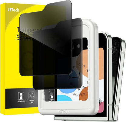 JETech Front Privacy Screen Protector for Samsung Galaxy Z Flip 5, 2-Pack | Anti-Spy 9H Tempered Glass, Easy Installation Tool, Case-Friendly