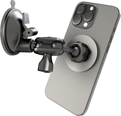 Quyee Universal Magnetic Phone Holder, Multi-Directional Dual 360 Degree Rotating Suction Cup Phone Wall Mount, Tiktok YouTube Vlog Video Recording Kit, Travel Essentials Accessories