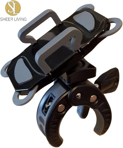 Baby Stroller Phone Holder, Shopping Cart, Golf Cart, Push Cart, Bike Phone Mount, for Motorcycle, Scooter, ATV, Boat, Spin Bike, Treadmill, Handlebar- Universal- iPhone, Cell Phone Clamp (Grey)