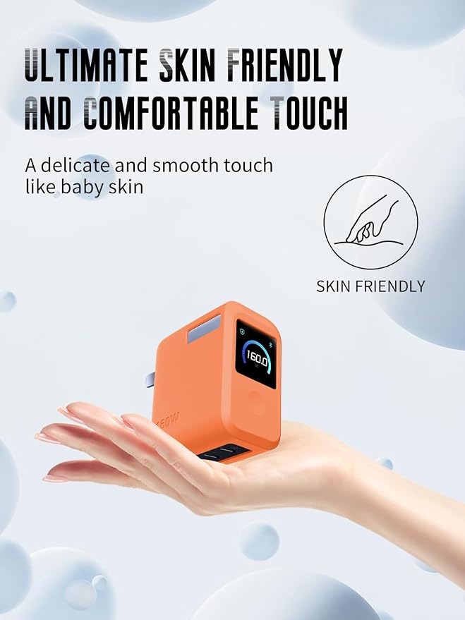 Case for Anker Prime 160W 3-Port Compact USB-C GaN Charger (Model: A2687), FJIASTB Kids-Friendly Soft Silicone Protective Cover, Shockproof, Waterproof (Orange)