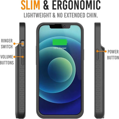 Alpatronix Battery Case for iPhone 14 Pro and iPhone 14 [2025 Upgraded], Strong Slim Portable Wireless Charging Case, Protective Extended Charger Case, Apple Pay, CarPlay Matte Black