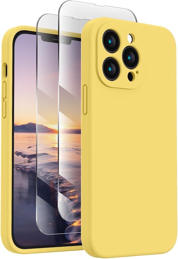 FireNova Designed for iPhone 13 Pro Max Case, Silicone [Camera Protection] Phone Case, Soft Anti-Scratch Microfiber Lining Inside, 6.7 inch, Yellow