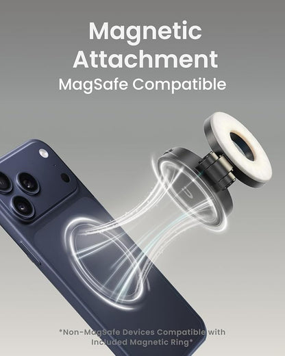 KraftGeek Magnetic Selfie Light for iPhone, Portable Phone Ring Light with Rechargeable Battery, Compact LED Phone Light for Travel, Video Recording, Vlogging