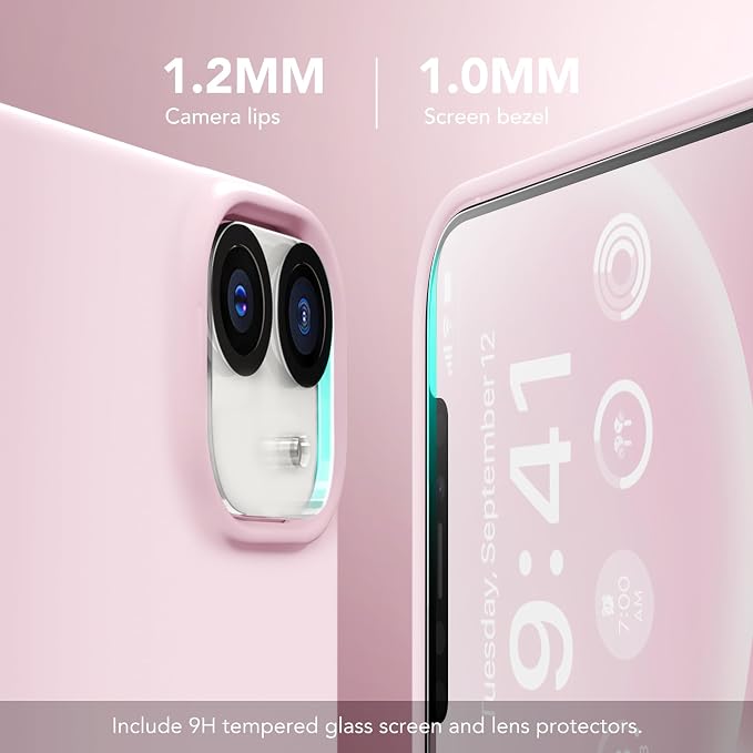 GONEZ Magnetic for iPhone 12 Case / 12 Pro Case, Compatible with MagSafe, [Screen Protector + Camera Lens Protector], Silicone Shockproof Anti-Scratch Protective Phone Case 6.1 inch, Chalk Pink