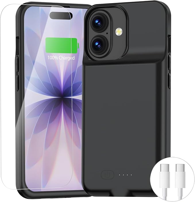 BOPPS Battery Case for iPhone 17【Support Carplay】 Ultra-Powerful 8500mAh Portable Rechargeable Protective Extended Charger Cover for iPhone 17 Charging Case-6.3inch，Black