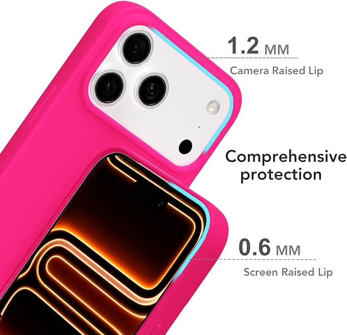 for iPhone 17 Pro Max Case Silicone Compatible with Magsafe Case, Ultra Slim Thin Magnetic Phone Cases Mag Safe, Cute Soft Rubber Gel TPU Matte Plain Wireless Charging Cover for Women, Hot Pink