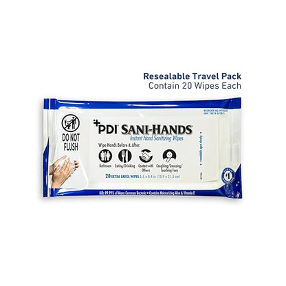Sani-Hands Hand Sanitizer Wipes, Ethyl Alcohol Wipes with Aloe and Vitamin E, Hand Sanitizer Travel, Home, Outdoor Use, 5.5 in x 8.4 in