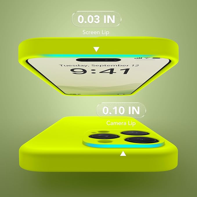 Magnetic for iPhone 14 Pro Max Case, Compatible with MagSafe, [Full Camera Protection][Screen Protector] Silicone Shockproof Protective Phone Case for iPhone 14 Pro Max, Fluorescent Green
