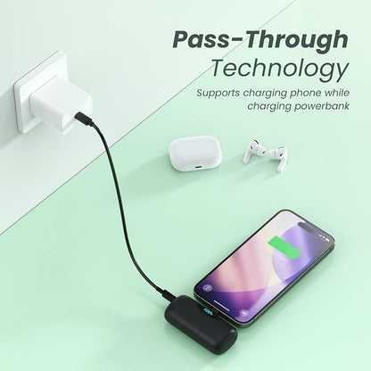 [2-Pack] 6000mAh Portable Charger for iPhone 17/16, LCD Display USB C Mini Power Bank,PD Fast Charging Lipstick Sized Battery Pack for iPhone 17/16/15 Pro Max, Galaxy S25/S24, Pixel (Inky+Inky)