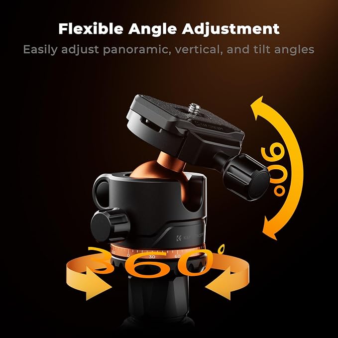 K&F CONCEPT 70" Camera Tripod, Lightweight Travel Tripods for Camera with 360 Degree Ball Head Load Capacity 17.6lbs, Cellphone Clip for Smartphone Live Streaming Vlog K234A3+BH-36
