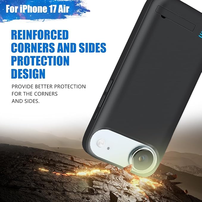 Battery Case for iPhone 17 Air, 6000mAh Rechargeable Extended Battery Charging/Charger Case, Add 100% Extra Juice (6.5 Inches) Black