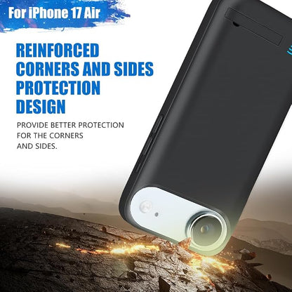 Battery Case for iPhone 17 Air, 6000mAh Rechargeable Extended Battery Charging/Charger Case, Add 100% Extra Juice (6.5 Inches) Black