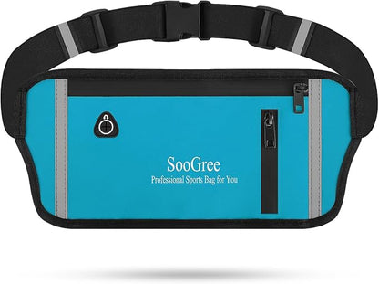 SooGree Men Women Running Belt Fanny Pack, Resistant Waist Pack Money Belt Bag for Hiking Cycling Workout, Gym Phone Holder with Adjustable Strap (GSP1187- Blue)