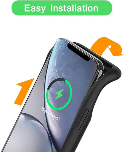 Battery Wireless Charging Case for iPhone XR, 10000mAh High Capacity Portable Rechargeable Protective Case Wireless Charging Compatible with iPhone XR (6.1 inch) Extended Battery Charger Cover (Black)