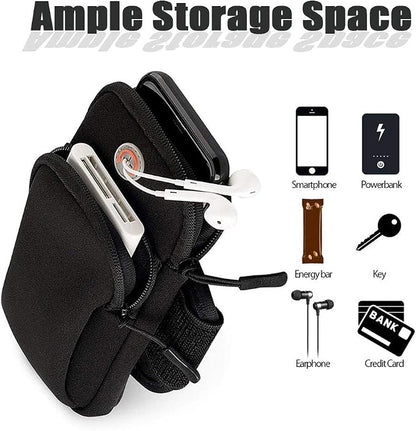 Phone Holder for Running Armband iPhone 17 16 16e 15 14 13 12 11 Pro Max XS XR Plus Mini Galaxy Ultra S26 S25 S24 S23 S22 S21 Note 20 10 Pouch Bag, Arm Band Sleeve Fit Sport Gym Hiking Black