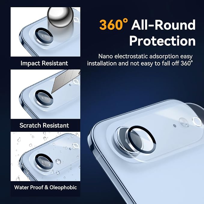 Camera Lens Protector for iPhone 17 Air 6.6",9H Tempered Glass，Ultra HD, Scratch Resistance Easy to Install，Case Friendly， 3-Pack