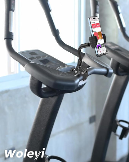 Gooseneck Spin Bike Phone Holder, Cell Phone Mount Exercise Bike Handlebar Clamp for Stationary Bicycle, Treadmill, Microphone Stand, for iPhone Air 17 Pro Max 16 15 14 13 12, S25, 4.7-7" Smartphones